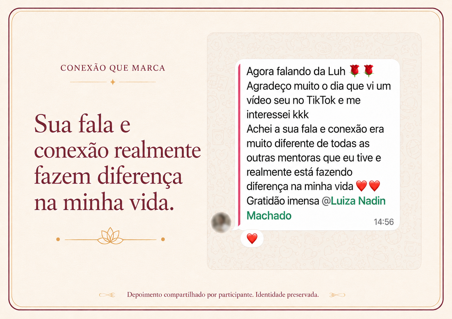Depoimento de aluna 1